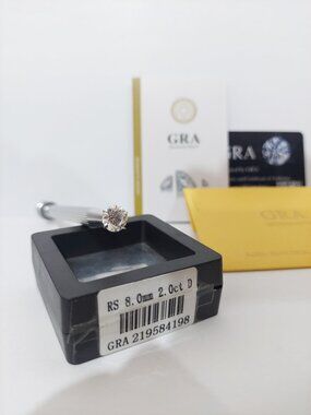 2ct GRA Certified Round Shape Moissanite, Loose Moissanite, 8.0mm, D, - S003